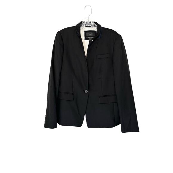 J.Crew Regent Blazer Black Wool Flannel‎ Preppy Academia Work Office Size 10 - Picture 2 of 11